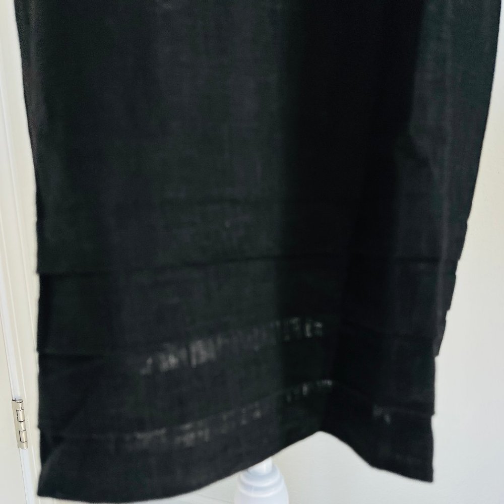 NWT Nicole Miller Original Ladies' Black Pleated Hem Linen Blend Tee Shirt Dress - Picture 6 of 11